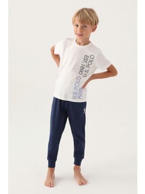 U.S. Polo Assn.  Lisanslı Straight Krem Erkek Çocuk Pijama Takımı