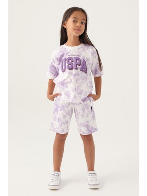 U.S. Polo Assn. Lisanslı Batik Mor Kız Çocuk Bermuda Takım