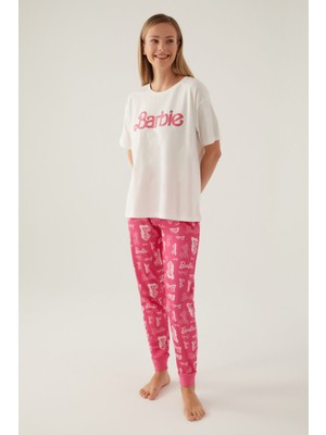 Barbie Cool Krem Kadın Kısa Kol Pijama Takımı