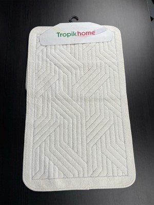 Tropik Home Tina Kaymaz Taban 2'li Pamuklu Banyo Paspası Yıkanabilir 60X100 50X60CM Banyo Halısı Ekru