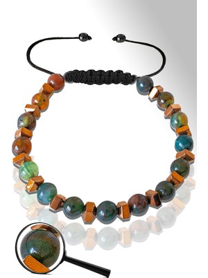 Tesbih Atölyesi Sertifikalı Rose Hematitli 6 mm Doğal Hint Akik Taşı Bileklik - Hindistan