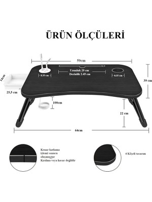 Miletus Laptop Standı Usb'li Çekmeceli Çocuk Çalışma Sehpası Yatak Sehpası Ders Çalışma Masası Ders Masası P