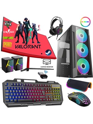 Xaser XSR205 I5 3470 16GB Ram 256GB SSD 4gb RX550 Ekran Kartı 24" Curved Oyunucu Tavsiye Sistem