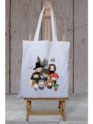 Cemira Harry Potter Tasarım Kalın Beyaz Su Geçirmez Canvas Tote Bag Bez Çanta