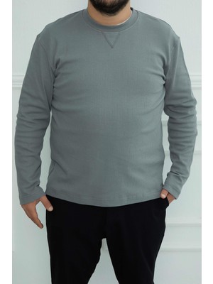 JSCO Hscstore Erkek Basic Açık Haki Sweatshirt - 2816