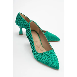 Kadın Stiletto Ayakkabı Yeşil Saten