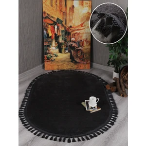 My Evilla Modern Dekoratif Kaymaz Taban Rabbit Oval Örgü Saçaklı