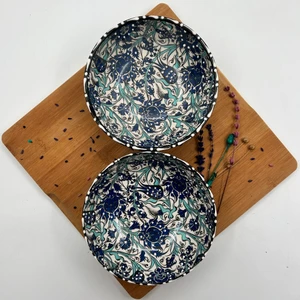 Nakkaş Çini Geleneksel Motifli 16 cm Sunumluk, Çerezlik Kase 2 Adet 05