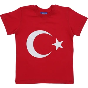 5-8 Yaş Türk Bayrağı Baskılı T-Shırt