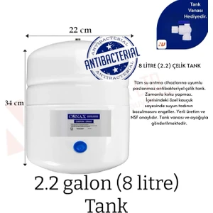 Su Arıtma Tankı 8 Lt Tüm Cihazlara Uyumlu, Nsf Onaylı, Paslanmaz Çelik Tank