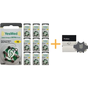 Yesmed Extra Power 10 Numara Işitme Cihazı Pili (10 Paket x 6 Adet = 60 Adet Pil) + Hediye Prowax Filtre