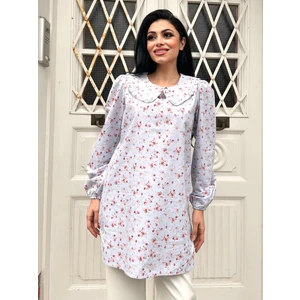 Küçüğüm Butik Çiçekli Poplin Bebe Yaka Uzun Tunik