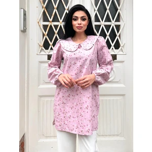 Küçüğüm Butik Çiçekli Poplin Bebe Yaka Uzun Tunik