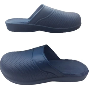 Erkek Lacivert Noktalı Düz Önü Kapalı Banyo Bahçe Terliği GE0358-10