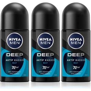 Men Erkek Roll-On Deodorant Deep Beat 50ML, 72 Saat Koruma, X3 Adet