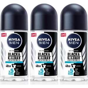Men Erkek Roll-On Deodorant Black&white Fresh 50ML, 48 Saat Koruma, X3 Adet