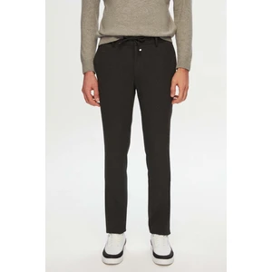 D'S Damat Slim Fit Antrasit Beli Lastikli Bağcıklı Fermuarlı Likralı Rahat Jogger Pantolon 2HC03ORTJGR01