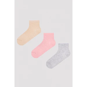 Jacquard Pinky 3lü Patik Çorap