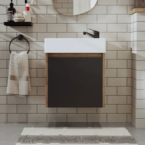 Ayaksız Tek Kapaklı Lavabolu 50 cm Banyo Dolabı