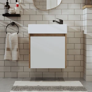 Ayaksız Tek Kapaklı Lavabolu 50 cm Banyo Dolabı