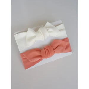 Swan Butik Kız Çocuk Bebek Bandana Toka Seti 2'li Bej Şeftali ve Beyaz bandana
