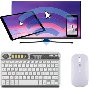 Alfa MEC Tüm Cihazlara Uyumlu Akıllı Taşınabilir Şarj Edilebilir Şeffaf Işıklı Aydınlatmalı Kablosuz Bluetooth Klavye+ Mouse