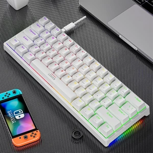 Leaven K620 Blue Switch Mekanik Gaming Oyun Klavyesi Rgb 61 Key Mavi Tuş Type-C Klavye Beyaz