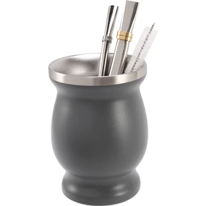 Çift Duvar Paslanmaz Yerba Mate Çay Bardağı Seti Kahve Su Bardağı 2 Bombillas Pipet Kaşık ve Temiz Fırça 8 Oz Gri (Yurt Dışından)