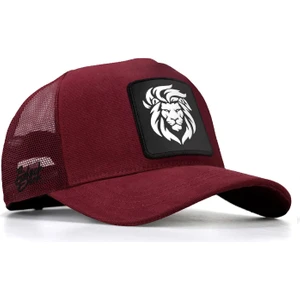 V1 Trucker Aslan - 9 Kod Logolu Unisex Bordo Şapka (Cap)