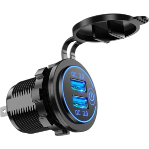 Hızlı Şarj 3.0 Çift USB Araç Şarj Cihazı 12V 36W USB Hızlı Şarj Cihazı Anahtarlı Tekne Motosiklet Kamyon Golf Arabası Için Mavi (Yurt Dışından)