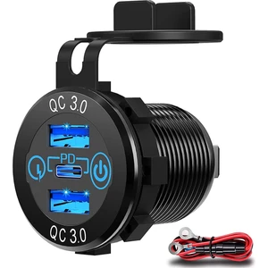 Hızlı Şarj Soketi 60W Usb-C Çoklu Araç Şarj Soketi Pd 3.0 ve Dokunmatik Anahtarlı Iki Qc3.0 Bağlantı Noktası Hızlı Araç Adaptörü (Yurt Dışından)