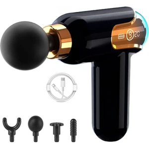 4 Başlıklı Darbeli Titreşimli Şarjlı LCD Ekranlı Sporcu Masaj Tabancası Masaj Aleti