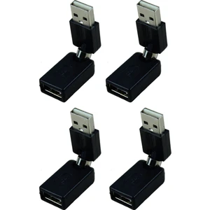 4x Siyah USB 2.0 Erkek - USB Dişi 360 Derece Dönüş Açısı Uzatma Adaptörü (Yurt Dışından)