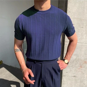 Tarz Cool Lacivert Erkek Yuvarlak Yaka Örme T-Shirt