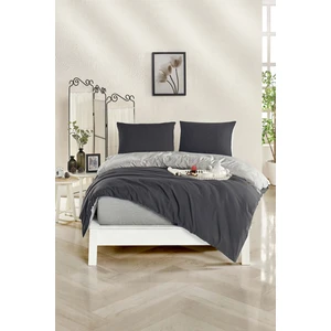 180X200 Battal Boy Nevresim Takımı Lastikli Çarşaf Çift Yön Antrasit-Gri