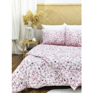 90X190  Pamuklu 63 Tel Pembe Yaprak Desenli Tek Kişilik Nevresim Takımı