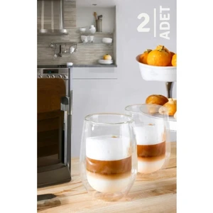 Çift Cidarlı Cam Latte Bardağı - 2 Adet