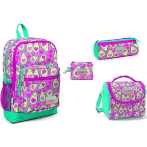 Coral Hıgh Avakado Meyvesi Temalı Kız Çocuk Ilkokul Çanta Seti- Dört Parçalı Set