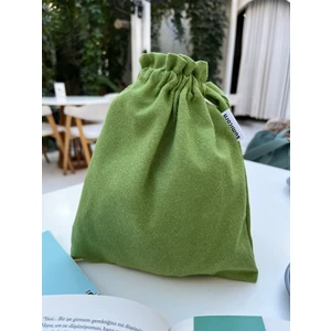 Sumicorn Design Soft Yeşil Somon Renkli Çevre Dostu Bez Kese, Keten Düzenleyici Kese, Hediye Kesesi, Makyaj Çantası