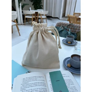 Sumicorn Design Soft Krem Renkli Çevre Dostu Bez Kese, Keten Düzenleyici Kese, Hediye Kesesi, Makyaj Çantası