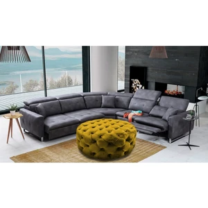 Gazzini Furniture Oksit Sarı Yuvarlak Chester Model Kapitoneli Orta Puf