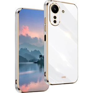 M.TK Moveteck Xiaomi Redmi 13C Kılıf Kamera Korumalı Parlak Gold Kenarlı Altın Işlemeli Yumuşak Silikon Bark Kapak