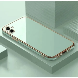 M.TK Moveteck Samsung Galaxy A05 Kılıf Kamera Korumalı Parlak Gold Kenarlı Altın Işlemeli Şeritli Yumuşak Silikon Bark Kapak