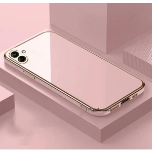 M.TK Moveteck Samsung Galaxy A05 Kılıf Kamera Korumalı Parlak Gold Kenarlı Altın Işlemeli Şeritli Yumuşak Silikon Bark Kapak