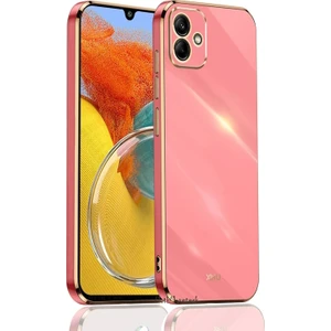 M.TK Moveteck Samsung Galaxy A05 Kılıf Kamera Korumalı Parlak Gold Kenarlı Altın Işlemeli Şeritli Yumuşak Silikon Bark Kapak