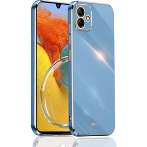 M.TK Moveteck Samsung Galaxy A05 Kılıf Kamera Korumalı Parlak Gold Kenarlı Altın Işlemeli Şeritli Yumuşak Silikon Bark Kapak