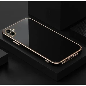 M.TK Moveteck Samsung Galaxy A05 Kılıf Kamera Korumalı Parlak Gold Kenarlı Altın Işlemeli Şeritli Yumuşak Silikon Bark Kapak