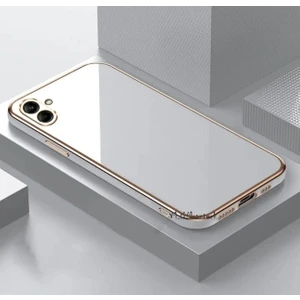 M.TK Moveteck Samsung Galaxy A05 Kılıf Kamera Korumalı Parlak Gold Kenarlı Altın Işlemeli Şeritli Yumuşak Silikon Bark Kapak
