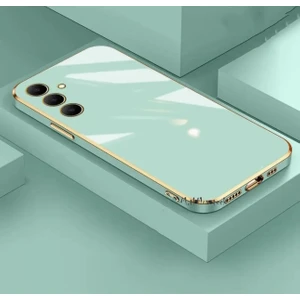 M.TK Moveteck Samsung Galaxy S24 Plus Kılıf Kamera Korumalı Parlak Gold Kenarlı Altın Işlemeli Şeritli Yumuşak Silikon Bark Kapak
