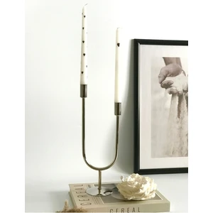 Shura Homeware Metal Gümüş Şamdan & Mumluk 2 Kollu Dekoratif Şamdan